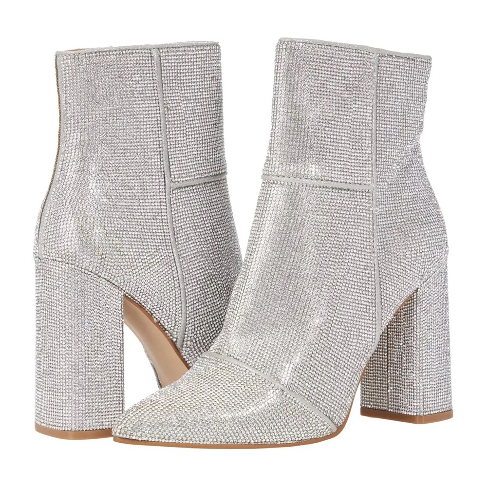 Steve Madden Rhinestone Noticed Chunky Heel Booties